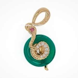 NEW 100% Authentic PANDORA 14K Gold Pl Green Murano Glass Snake Charm 763617C01